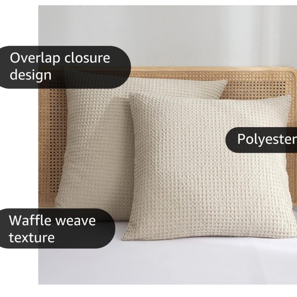 (4) Waffle Weave Euro Shams Throw Pillow Covers 26" x 26" • No Inserts - Picture 5 of 7